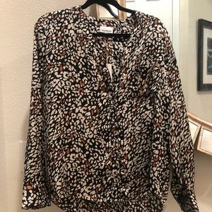 Heartloom womens button up silky leopard top size XL NWT